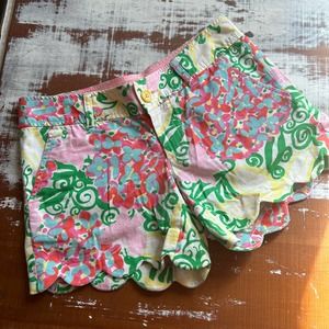 Lilly Pulitzer Mariposa Floral Print Buttercup Scalloped Shorts 00 Resort